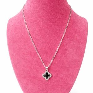 Elegant Silver and Black Pendant Necklace